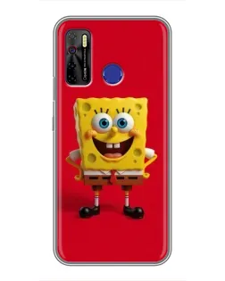 Чехол для TECNO Camon 15 с картинкой «Спанч Боб на красном»
