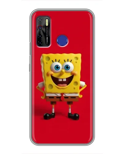 Чехол для TECNO Camon 15 с картинкой «Спанч Боб на красном»