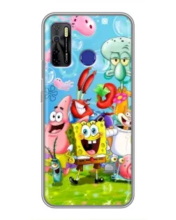 Чехол для TECNO Camon 15 с картинкой «Губка Боб и друзья»