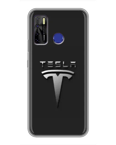 Чохол для TECNO Camon 15 з картинкою «Сталевий логотип Tesla»