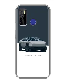 Чохол для TECNO Camon 15 з картинкою «Сріблястий Cybertruck Tesla»