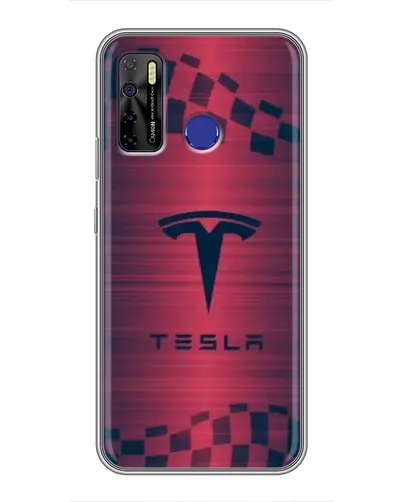 Чохол для TECNO Camon 15 з картинкою «Тесла червоний карбон»