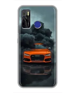 Чехол для TECNO Camon 15 с картинкой «Audi в облаках дыма»