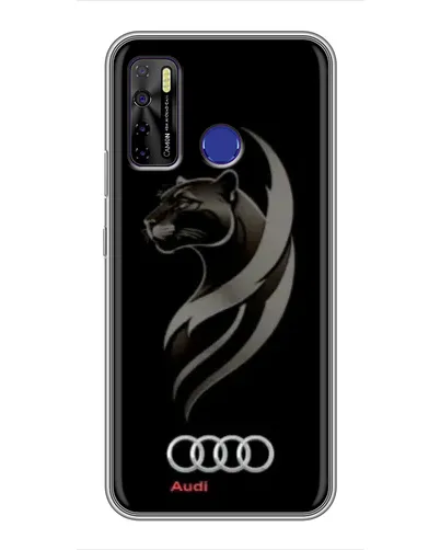 Чехол для TECNO Camon 15 с картинкой «Графика — пантера и Audi»