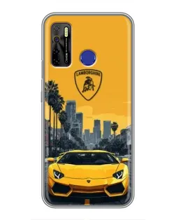 Чохол для TECNO Camon 15 з картинкою «Жовтий Lamborghini місто»
