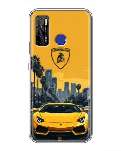 Чохол для TECNO Camon 15 з картинкою «Жовтий Lamborghini місто»