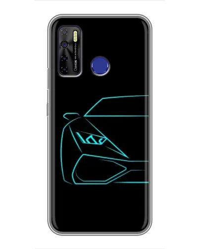 Чохол для TECNO Camon 15 з картинкою «Блакитний силует Lamborghini»