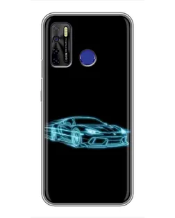 Чохол для TECNO Camon 15 з картинкою «Неоновий контур Lamborghini»