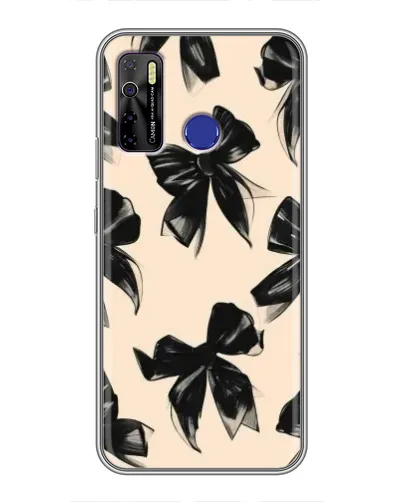 Чехол для TECNO Camon 15 с картинкой «Паттерн черные банты»