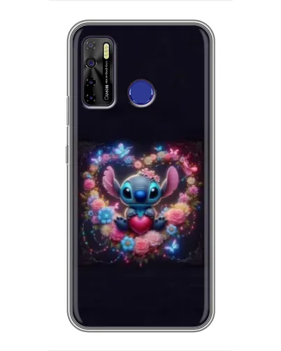 Чехол для TECNO Camon 15 с картинкой «Stitch в цветах»