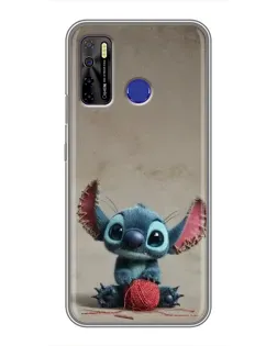 Чехол для TECNO Camon 15 с картинкой «Стич на коричневом фоне»
