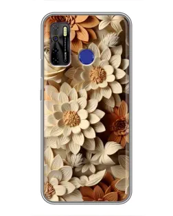 Чохол для TECNO Camon 15 з картинкою «Бежевий флористичний декор»