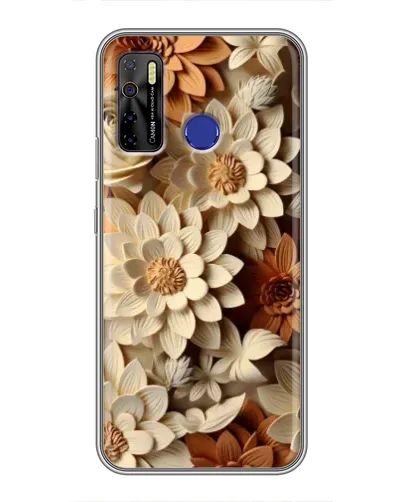 Чохол для TECNO Camon 15 з картинкою «Бежевий флористичний декор»