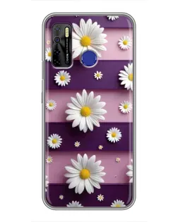 Чохол для TECNO Camon 15 з картинкою «Ромашки на фіолетовому»