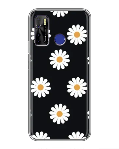 Чохол для TECNO Camon 15 з картинкою «Ромашки на чорному»