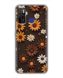 Чохол для TECNO Camon 15 з картинкою «Візерунок з маленьких соняшників»