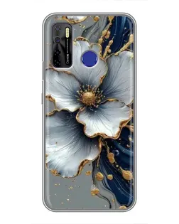 Чехол для TECNO Camon 15 с картинкой «Белый цветок и золотой флюид»