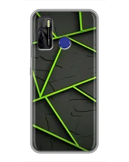 Чохол для TECNO Camon 15 з картинкою «Зелені геометричні лінії»