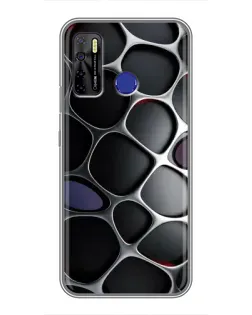 Чохол для TECNO Camon 15 з картинкою «Об'ємна темна решітка»