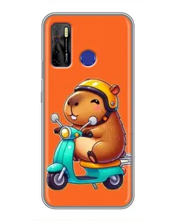 Чохол для TECNO Camon 15 з картинкою «Капібара на скутері»
