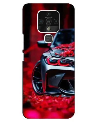 Чохол для TECNO Camon 16 Pro з картинкою «Спортивна BMW та квіти»