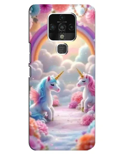Чехол для TECNO Camon 16 Pro с картинкой «Радуга и единороги»