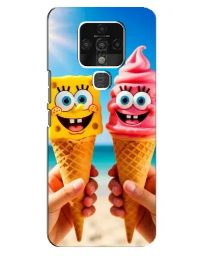 Чехол для TECNO Camon 16 Pro с картинкой «Спанч Боб мороженое»