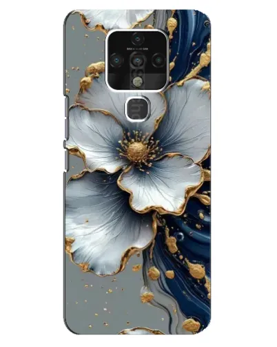 Чехол для TECNO Camon 16 Pro с картинкой «Белый цветок и золотой флюид» Чехол для TECNO Camon 16 Pro с картинкой «Белый цветок и золотой флюид»