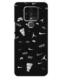 Чехол для TECNO Camon 16 SE с картинкой «Nike Black Pattern»