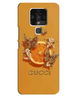 Чохол для TECNO Camon 16 SE з картинкою «Gucci — золоті метелики»
