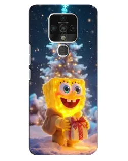 Чехол для TECNO Camon 16 SE с картинкой «Рождественский Спанч Боб»