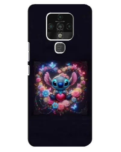 Чехол для TECNO Camon 16 SE с картинкой «Stitch в цветах»