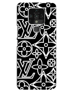 Чохол для TECNO Camon 16 з картинкою «Чорно-білий візерунок LV»