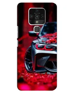 Чехол для TECNO Camon 16 с картинкой «Спортивная BMW и цветы»