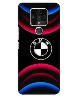 Чехол для TECNO Camon 16 с картинкой «Логотип BMW и неоновые дуги»