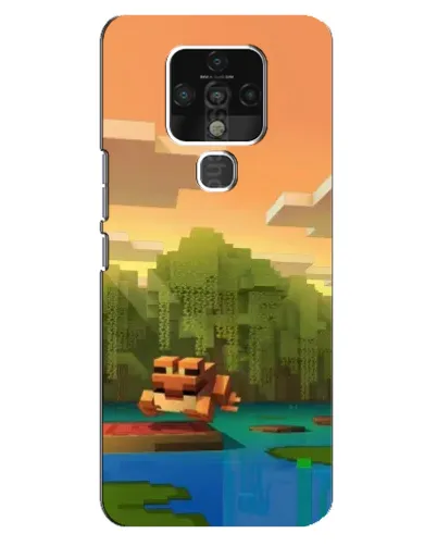 Чехол для TECNO Camon 16 с картинкой «Майнкрафт закат солнца»