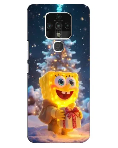 Чохол для TECNO Camon 16 з картинкою «Різдвяний Спанч Боб»