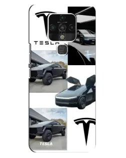 Чехол для TECNO Camon 16 с картинкой «Коллаж Cybertruck Tesla»