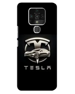 Чехол для TECNO Camon 16 с картинкой «Tesla — серебристое авто»
