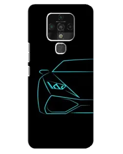 Чехол для TECNO Camon 16 с картинкой «Голубой силуэт Lamborghini»