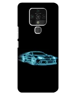 Чехол для TECNO Camon 16 с картинкой «Неоновый контур Lamborghini»