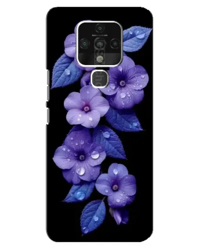 Чохол для TECNO Camon 16 з картинкою «Фіолетові квіти з росою»