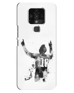 Чехол для TECNO Camon 16 с картинкой «Черно-белый силуэт Месси»