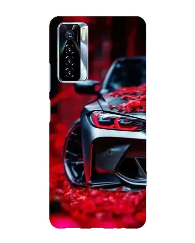 Чехол для TECNO Camon 17 Pro с картинкой «Спортивная BMW и цветы»
