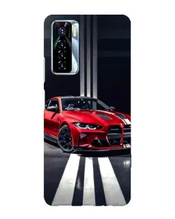 Чехол для TECNO Camon 17 Pro с картинкой «Красная BMW на дороге»