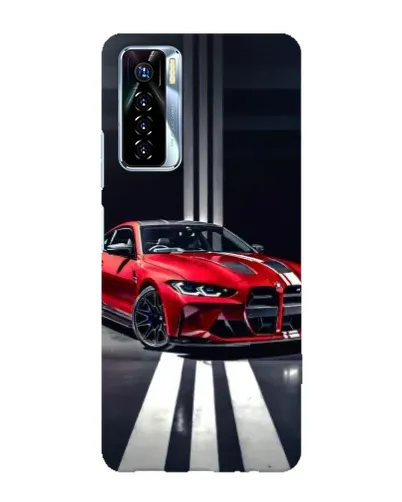Чехол для TECNO Camon 17 Pro с картинкой «Красная BMW на дороге»