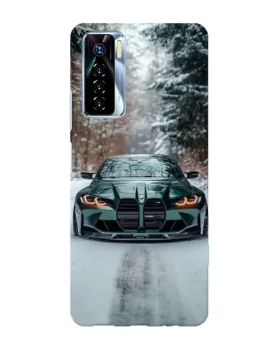 Чехол для TECNO Camon 17 Pro с картинкой «BMW в зимнем лесу»
