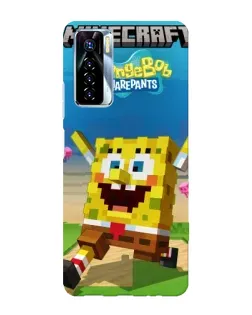 Чохол для TECNO Camon 17 Pro з картинкою «Губка Боб Minecraft»