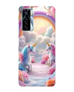 Чехол для TECNO Camon 17 Pro с картинкой «Радуга и единороги»