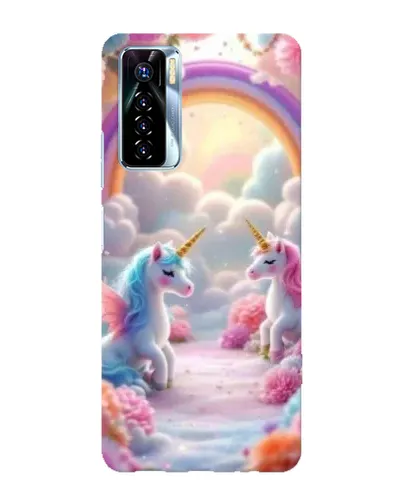 Чехол для TECNO Camon 17 Pro с картинкой «Радуга и единороги»